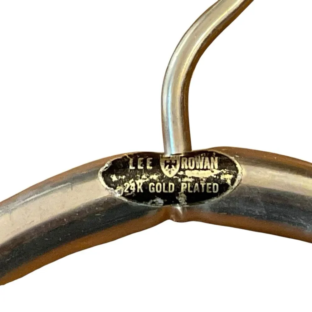 2 Lee Rowan MCM 24K Gold Plated Clothes Hangers Tube Mid Century 1960s Hotel